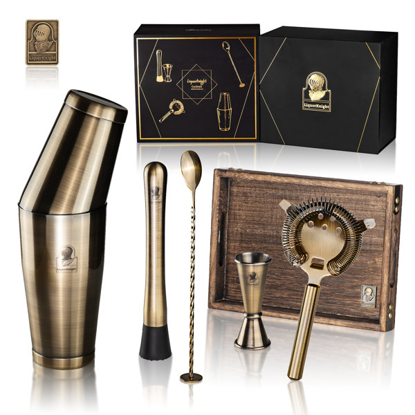 Everly Quinn Premium Boston Cocktail Shaker Set Deluxe Gift Case